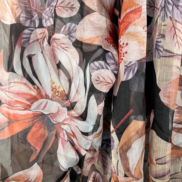 2/$30 Entro Size Small Long Puff Sleeve Chiffon Top Blouse Floral Boho - Picture 8 of 9